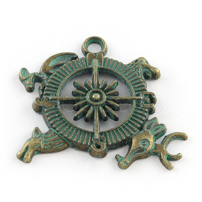 Compass Zinc Alloy Pendants PALLOY-R065-112-FF-1