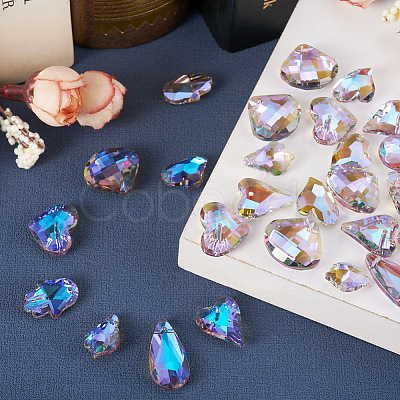 70Pcs 7 Style Electroplate Faceted Glass Pendants EGLA-TA0001-11-1