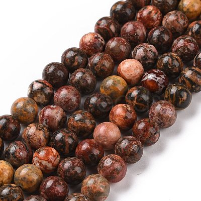 Natural Leopard Skin Jasper Beads Strands G-J358-05-8mm-1