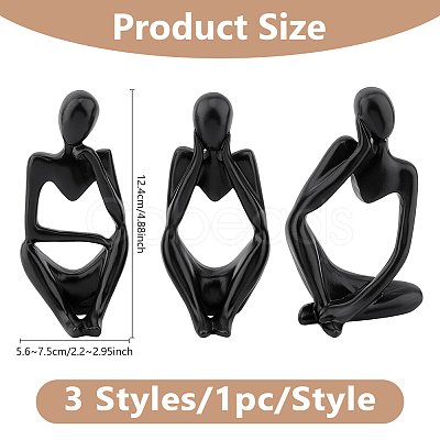 3Pcs 3 Styles Resin Abstract Thinker Display Decorations AJEW-WH0270-623A-1