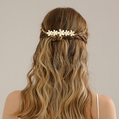 3Pcs Flower Alloy Cat Eye Hair Barrettes PHAR-BBC0001-01-1
