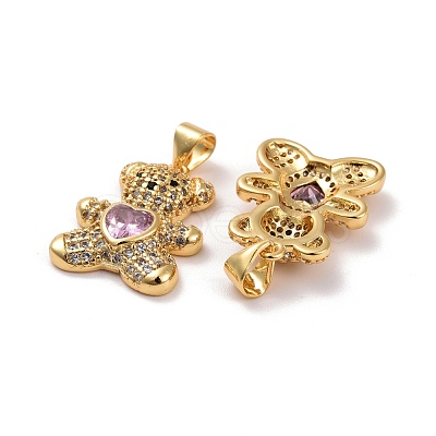 Brass Micro Pave Cubic Zirconia Pendants KK-K258-24-RS-1