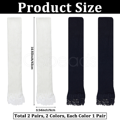 2 Pairs 2 Colors Acrylic Fibers Long Mesh Lace Gloves AJEW-CN0006-66-1