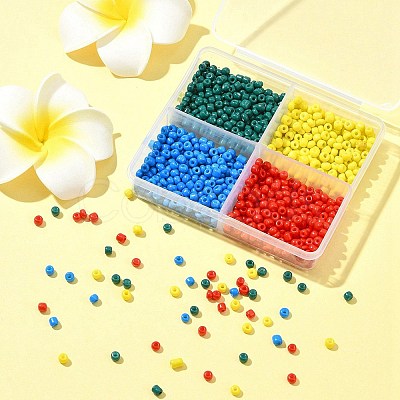 800pcs 4 Colors Baking Paint 15/0 Glass Round Seed Beads SEED-FS0001-21B-1