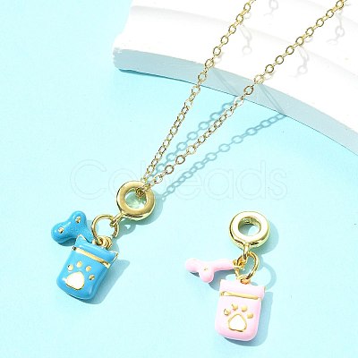 2Pcs 2 Colors Brass Enamel European Dangle Charms KK-FS0001-82-1