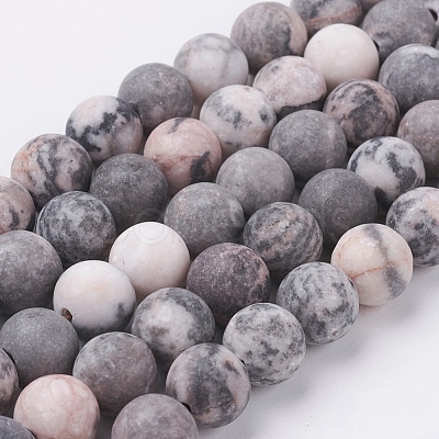 Natural Pink Zebra Jasper Beads Strands G-J376-46F-10mm-1