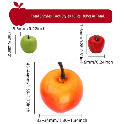 30Pcs 3 Style Mini Clay Imitation Apples DJEW-CA0001-31-1