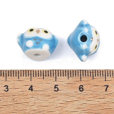 Cute Hand Painted Mini Owl Porcelain Beads PORC-F014-01E-1