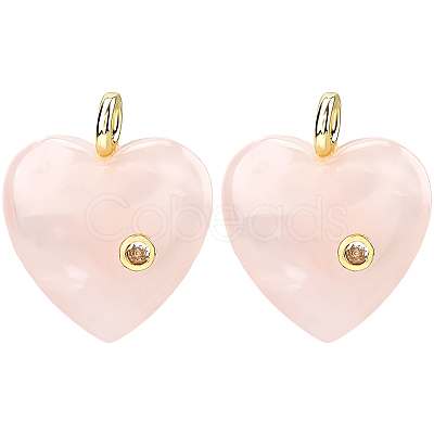 2Pcs Natural Rose Quartz Pendants G-FH0002-76B-1