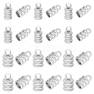 80Pcs 2 Size 201 Stainless Steel Cord Ends STAS-DC0010-93-1