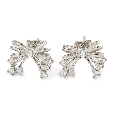 Bowknot Brass Micro Pave Cubic Zirconia Stud Earrings for Women EJEW-P275-05P-1