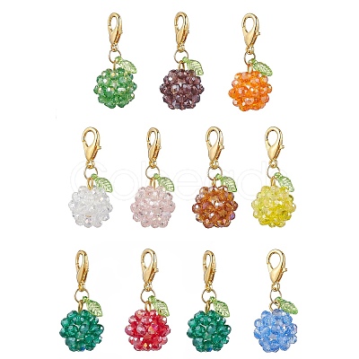 10Pcs Fruits Glass Pendant Decorations HJEW-MZ00339-1