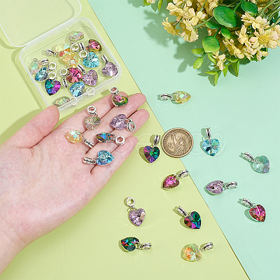 30Pcs 6 Colors Electroplated Glass European Dangle Charms PALLOY-PH01830-1