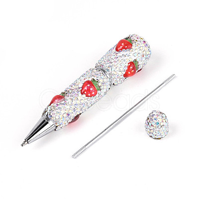 Resin & Polymer Clay Pave Rhinestone Ball-Point Pen AJEW-T013-04D-1