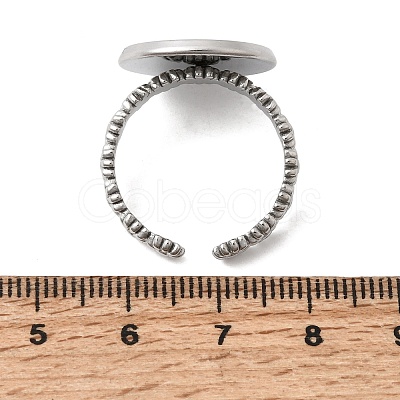Flower 304 Stainless Steel Cuff Ring Components STAS-P454-05E-P-1