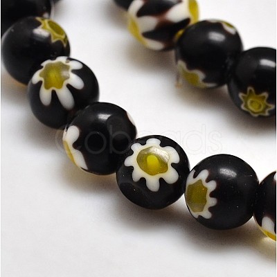 Round Millefiori Glass Beads Strands LK-P002-08-1