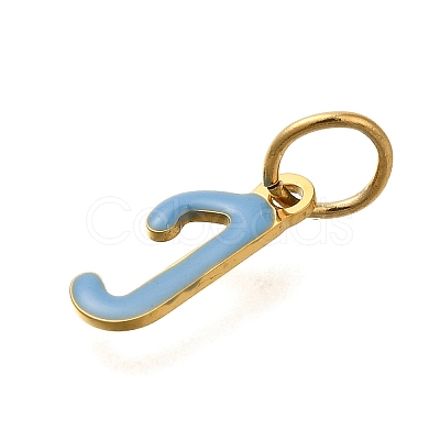 Ion Plating(IP) 304 Stainless Steel Enamel Alphabet Charms STAS-F308-02G-J-1