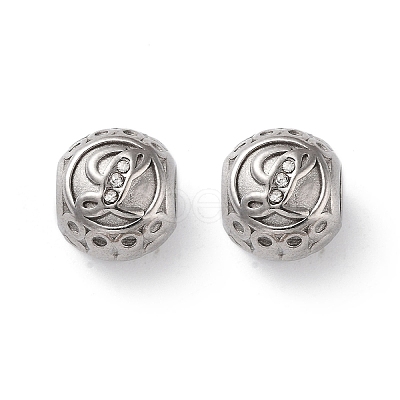 304 Stainless Steel Rhinestone European Beads STAS-A092-10L-P-1