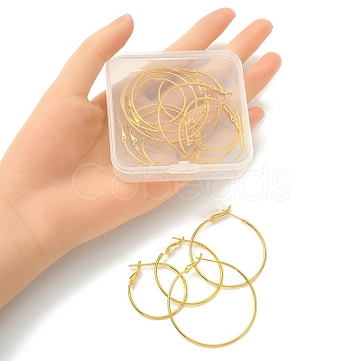 16Pcs 4 Size Brass Hoop Earring Findings KK-YW0001-95-1