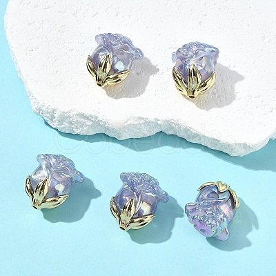 5Pcs UV Plating Transparent Acrylic Beads MACR-YW0004-28F-1