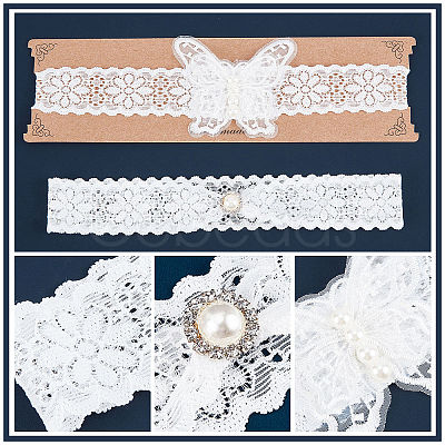 Polyester Lace Elastic Bridal Garters DIY-WH0308-148B-1