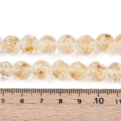 Handmade Gold Foil Glass Beads Strands FOIL-N029-04A-1