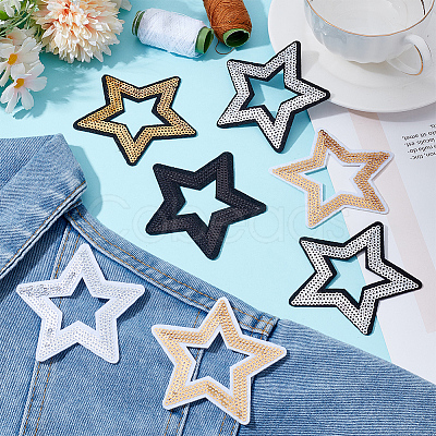 25Pcs 5 Styles Polyester & Plastic Embroider Thread Iron on/Sew On Patches PATC-HY0001-80-1