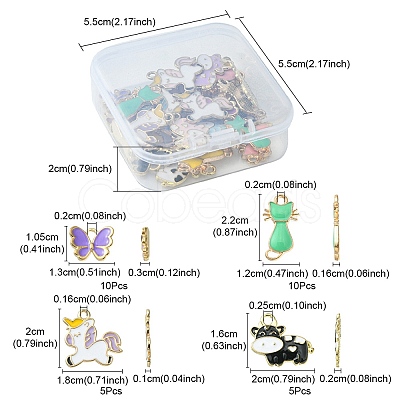 30Pcs 4 Style Alloy Enamel Pendants ENAM-YW0002-97-1