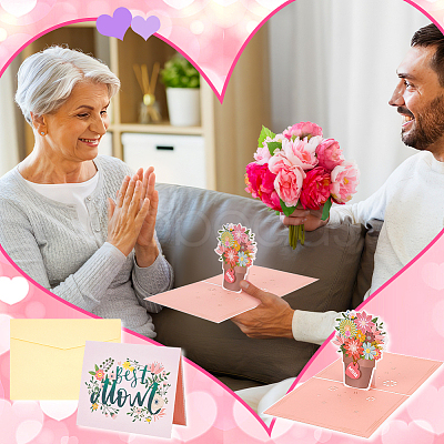 2 Sets 2 Styles Mother's Day 3D Pop Up Paper Greeting Card for Birthday Day AJEW-GA0006-97-1