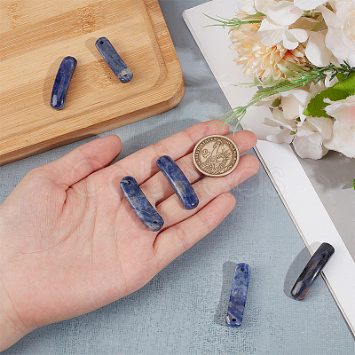 6Pcs Natural Sodalite Connector Charms G-OC0005-91E-1