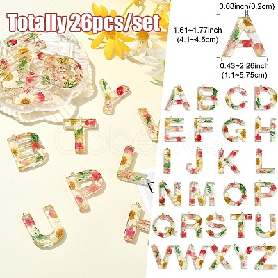 26Pcs 26 Styles Transparent Epoxy Resin Pendants CRES-YW0002-28D-1