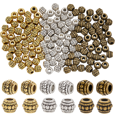 150Pcs 3 Colors Tibetan Silver Beads TIBEB-PA0001-01-1