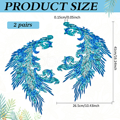 4Pcs 2 Style Polyester Embroidery Sew on Appliques PATC-MA0001-33C-1