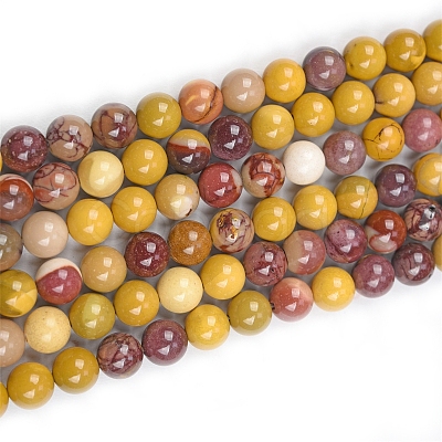 Natural Mookaite Round Beads Strands G-O047-12-6mm-1