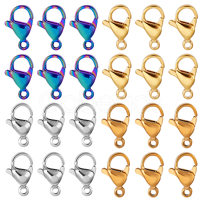 110Pcs 4 Styles 304 Stainless Steel Lobster Claw Clasps STAS-PH0006-56-1