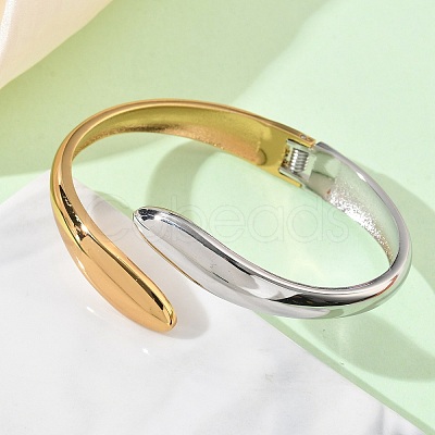 Two Tone 304 Stainless Steel Cuff Bangles BJEW-F540-04GP-1