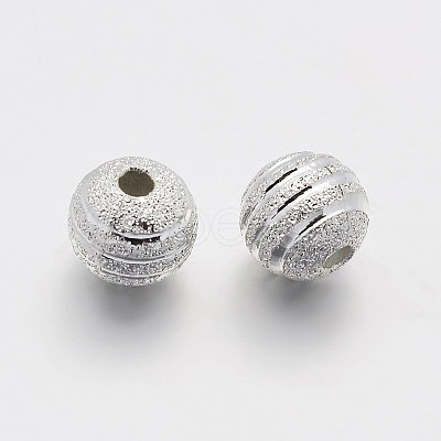 Textured Round Brass Beads KK-N0061-01S-8mm-1