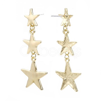 Triple Star Long Dangle Stud Earrings EJEW-N100-002-NR-1