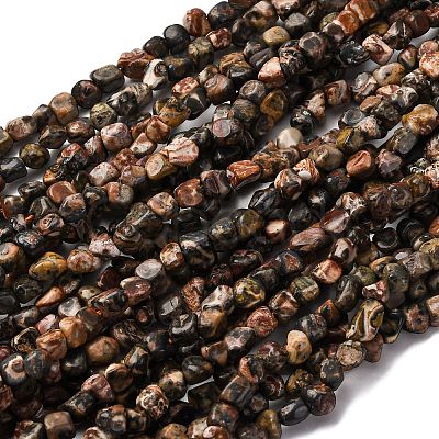 Natural Leopard Skin Jasper Beads Strands G-I389-A09-1