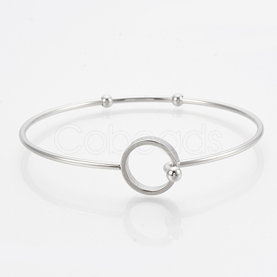 Tarnish Resistant 304 Stainless Steel Bangles STAS-N084-04-1