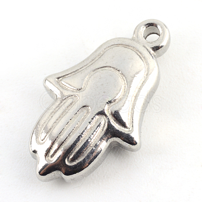 Tarnish Resistant Hamsa Hand/Hand of Fatima/Hand of Miriam 201 Stainless Steel Pendants STAS-Q192-62-1