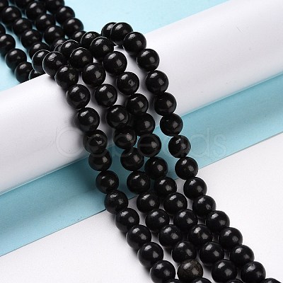 Natural Shungite Beads Strands G-D481-15A-1