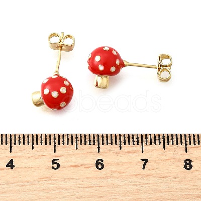 Brass Enamel Stud Earrings EJEW-F372-01B-G-1