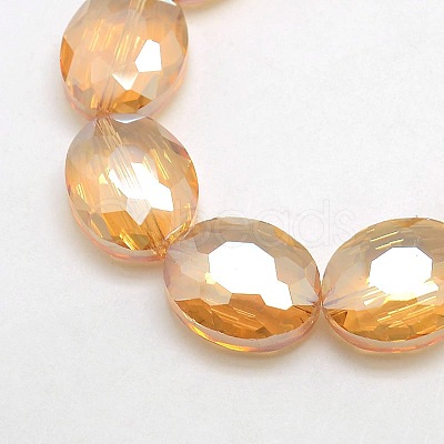 Faceted Electroplate Crystal Glass Oval Beads Strands EGLA-F059-M-1