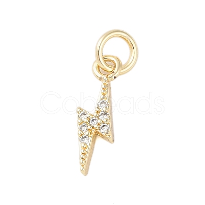 Rack Plating Brass Micro Pave Clear Cubic Zirconia Charms X-KK-Z060-14G-1