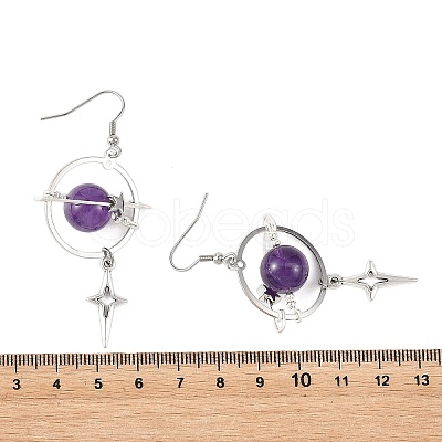 Natural Amethyst & Alloy Pendant Dangle Earrings EJEW-TA00818-04-1