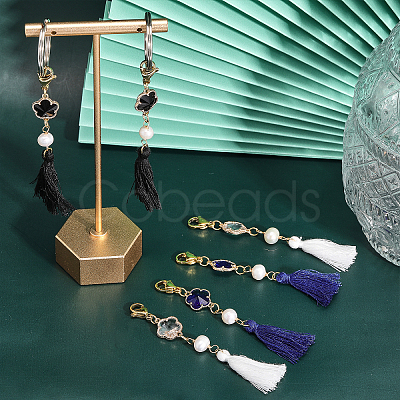 6Pcs 3 Colors Cotton Thread Tassel Big Pendant Decorations HJEW-CA0001-48-1