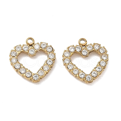 304 Stainless Steel Micro Pave Clear Cubic Zirconia Charms CU-CBAF0F8-03B-G-1