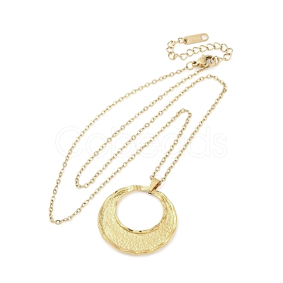 Flat Round 304 Stainless Steel Pendant Necklaces NJEW-M096-26G-1