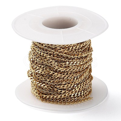 Ion Plating(IP) 304 Stainless Steel Faceted Curb Chains CHS-G027-07G-1